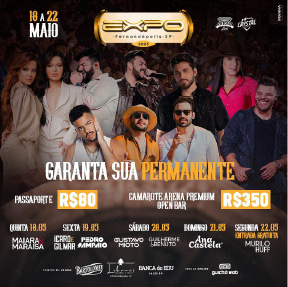  Confira a grade de shows e os preços da Expo Fernandópolis 2023