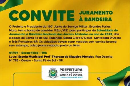 Jovens Alistados em 2023 participarão do Juramento à Bandeira no dia 1° de Setembro
