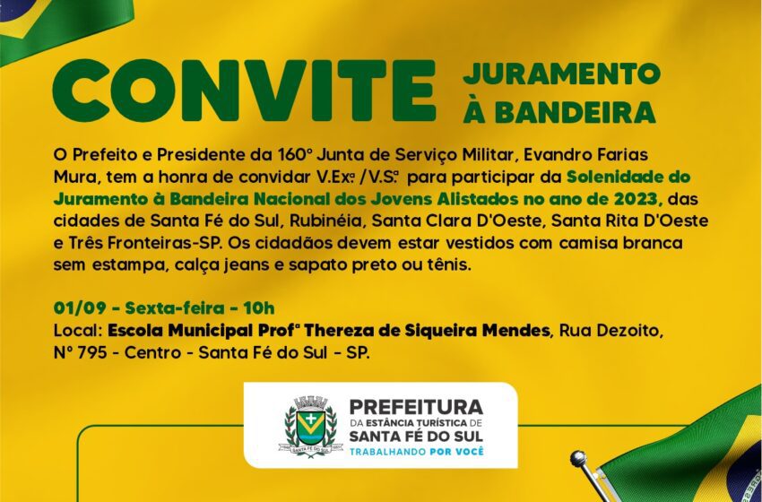  Jovens Alistados em 2023 participarão do Juramento à Bandeira no dia 1° de Setembro