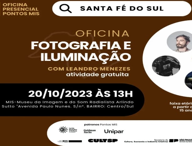  Museu da Imagem e do Som em Santa Fé do Sul abre inscrições para ‘Oficina de Fotografia e Iluminação’
