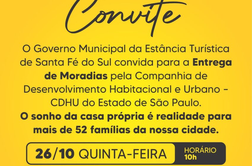  CDHU fará entrega de 52 moradias em Santa Fé do Sul
