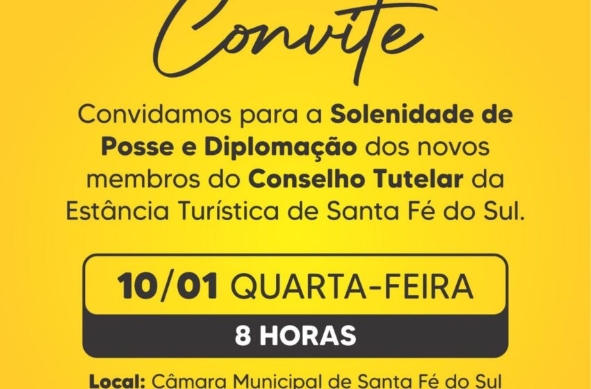  Nesta quarta-feira (10), conselheiros tutelares tomam posse em Santa Fé do Sul