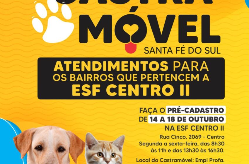  Santa Fé do Sul: Santa Cruz será o próximo bairro a receber o Castramóvel