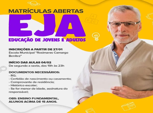  Matrículas abertas para a Educação de Jovens e Adultos (EJA) em Santa Fé do Sul