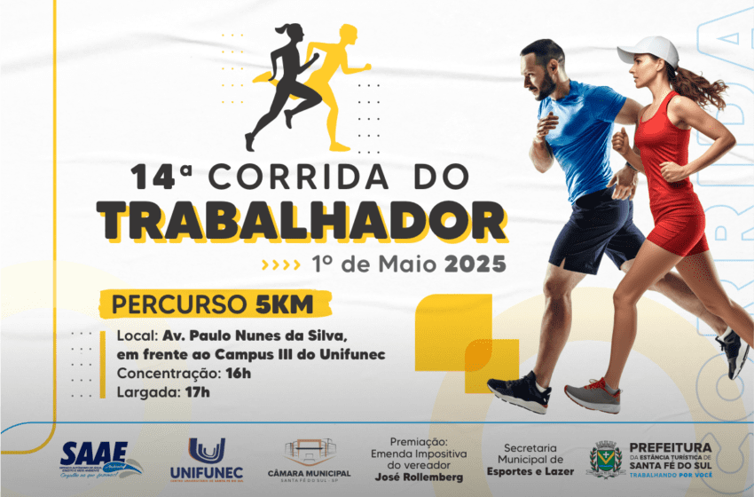  Santa Fé do Sul: Inscrições para a Corrida do Trabalhador vão até dia 30; evento acontecerá no dia 1º de maio